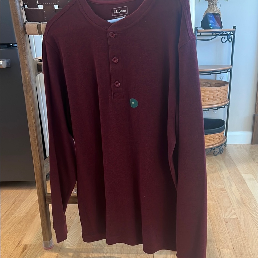 L.L. Bean Men's Burgundy Henley Shirt